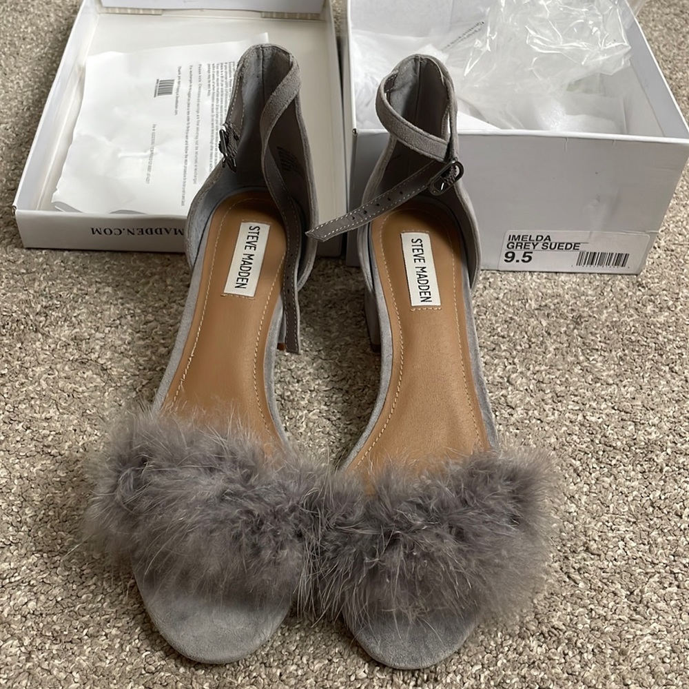 Steve Madden Imelda grey suede shoes, size 9.5
